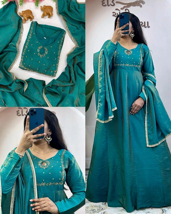 Beautiful Designer Ethnic Gown With Dupatta - XL, Totem Pole