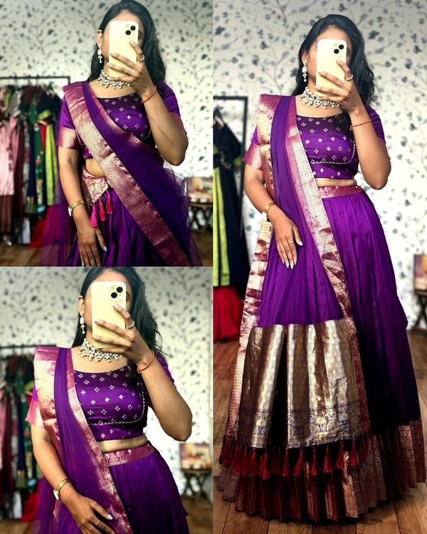 A perfect blend of rich tones that makes you look effortlessly elegant for festive and wedding occasions
- L, Purple