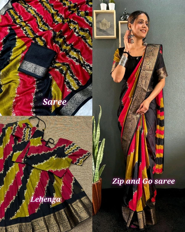 Most Trendy Saree Model / Zip And Go / Lehenga - Free Size, Zip & Go Saree