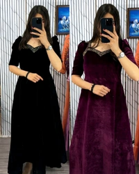 Premium 9000 Velvet Fabric with Designer Hand work Gown- A Beautiful Blend Of elegance and Floral Charm For This Wedding and festival - XL, Mardi Gras