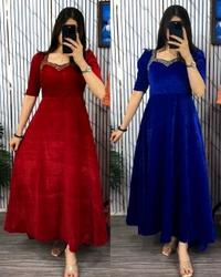 Premium 9000 Velvet Fabric with Designer Hand work Gown- A Beautiful Blend Of elegance and Floral Charm For This Wedding and festival - XL, Mardi Gras