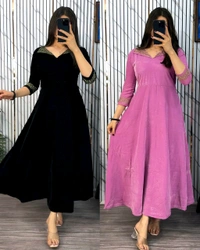 Premium 9000 Velvet Fabric with Designer Hand work Gown- A Beautiful Blend Of elegance and Floral Charm For This Wedding and festival - 2XL, Mardi Gras