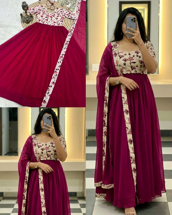 Beautiful Trendy Design Gown With Dupatta - S