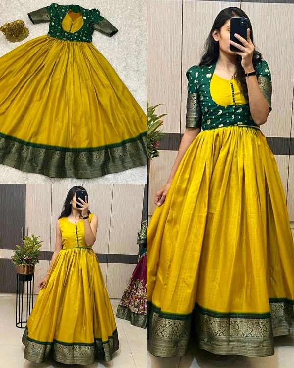 Trendy Special Long Gown with Koti - M, Green