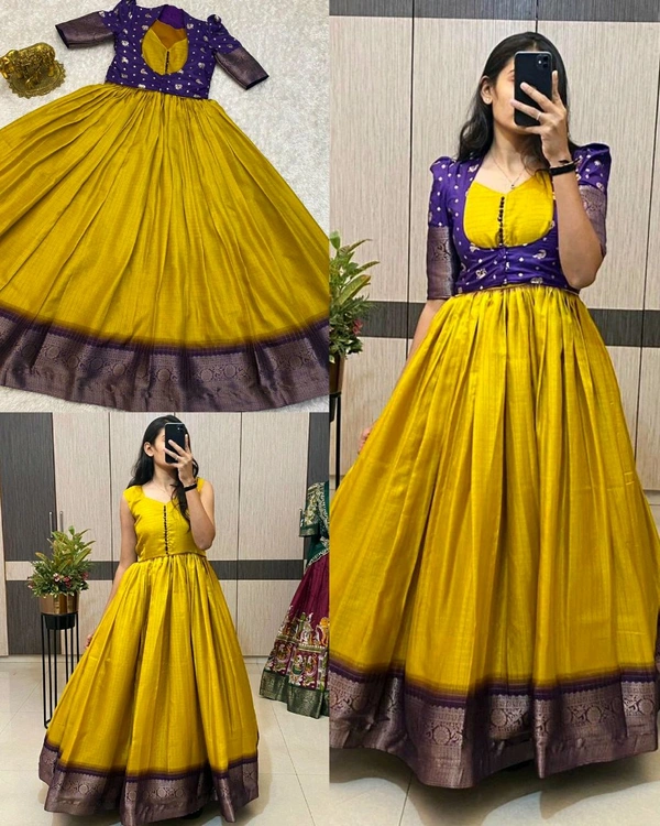 Trendy Special Long Gown with Koti - M, Pigment Indigo