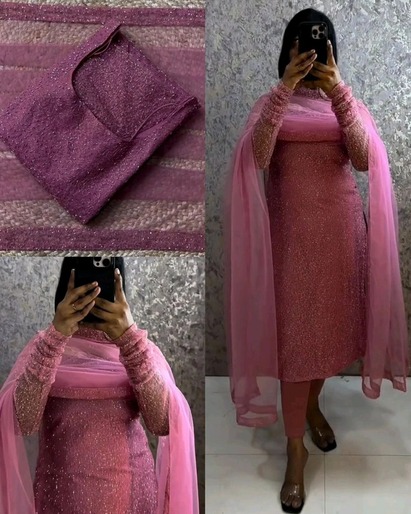 Launching New Designer Party wear kurti with dupatta - 2XL, Pink