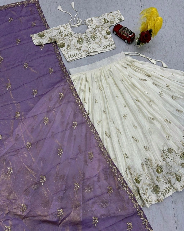 Launching Wedding wear Lehenga Choli With Cancan - L, White