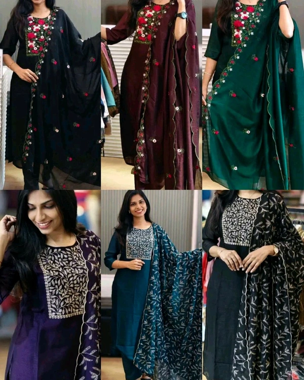 New launching festival special Kurti with dupatta - L, 1st Black