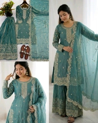 Eid ๐ Collection Heavy Embroidery Sequence Work Top-Bottom And Dupatta Set Fully Stitched Ready To Wear ๐ฅ๐๐ฅฐ
- XL, Red