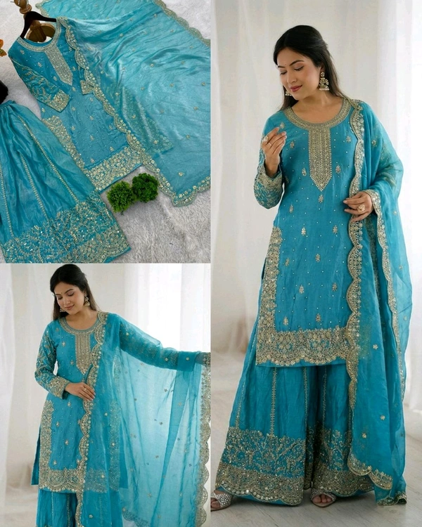 Eid ๐ Collection Heavy Embroidery Sequence Work Top-Bottom And Dupatta Set Fully Stitched Ready To Wear ๐ฅ๐๐ฅฐ
- XL, Purple