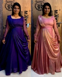 Trendy perfect party wear for upcoming festivals and functions, Extra adding dupatta and belt for looking style change multiple ways 🥳
- L, Blue