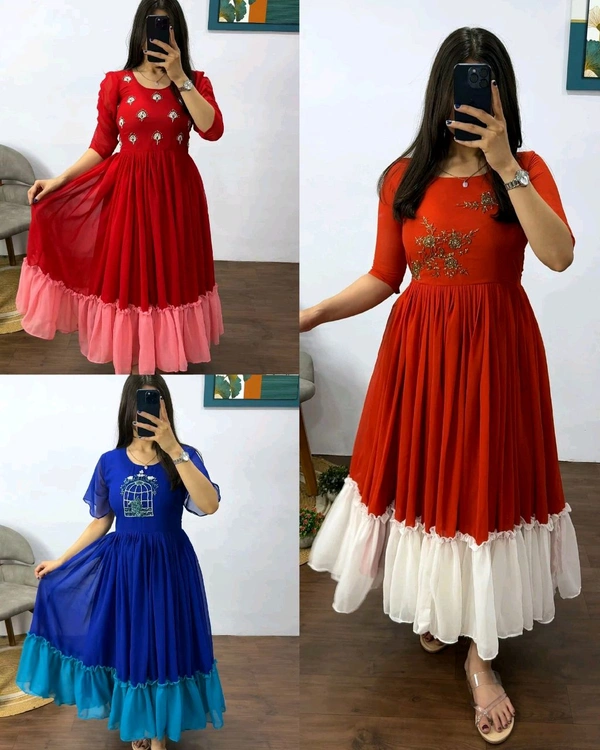 Stylish Beautiful Handwork Gowns
- M, Red