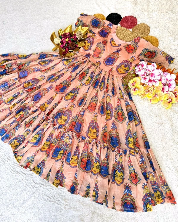 New Launching Summer Special Full Stitched Kalamkari Midi Gown adding a touch of glamour and elegance to your look For Festive Season - M, Maroon
