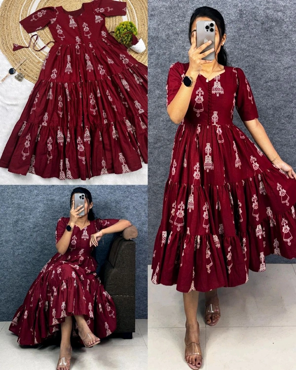 Launching the most unique “Warli Art doll “hand block pure cotton printed maxi gown with one side pocket - 3XL, Siren