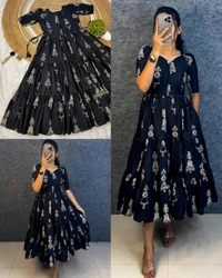 Launching the most unique “Warli Art doll “hand block pure cotton printed maxi gown with one side pocket - 3XL, Siren