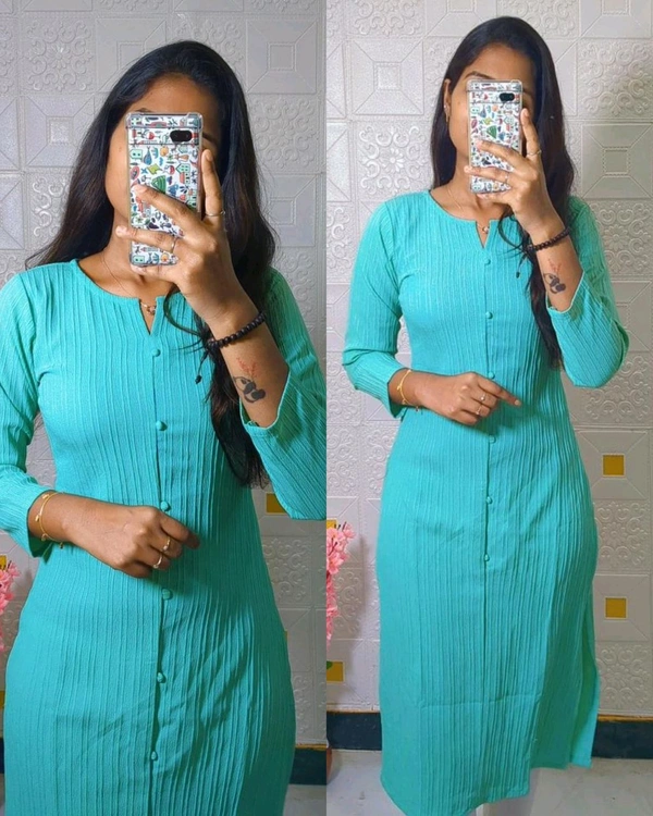 Popcorn kurti - teal, S