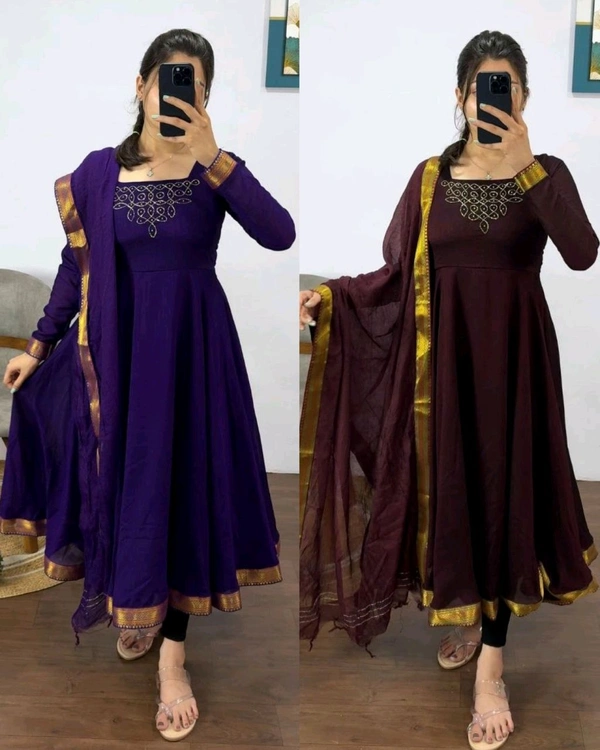 Kadhalar dhinam roja outfit recreation hand work maxi with duppata With New Colours
- XL, Pigment Indigo