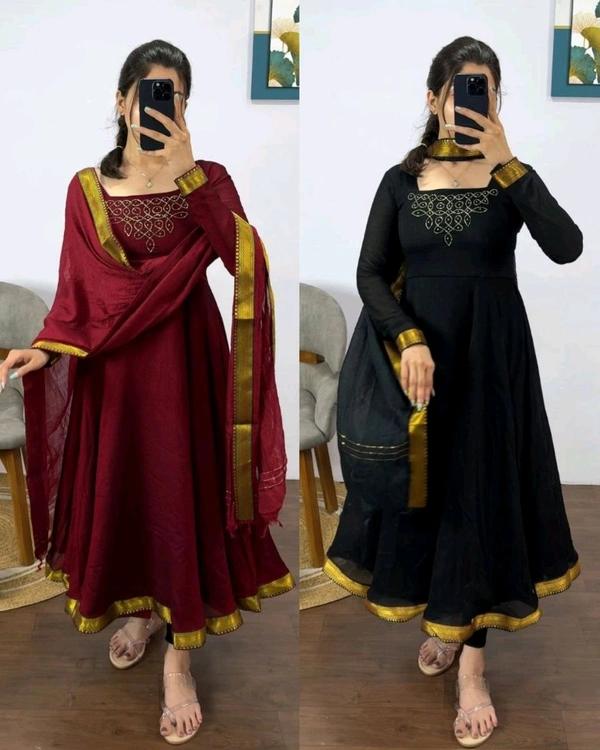 Kadhalar dhinam roja outfit recreation hand work maxi with duppata With New Colours
- XL, Morocco Brown
