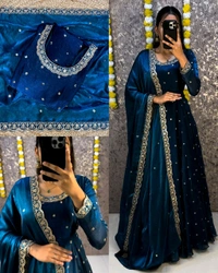 Bakrid special Rich sequence embroidery Gown + Dupata
- 2XL, Wine