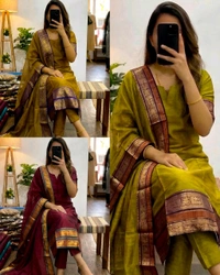 Trendy Elegance in Kanchi Cotton Kurti Sets - L, Castro 1st Colour
