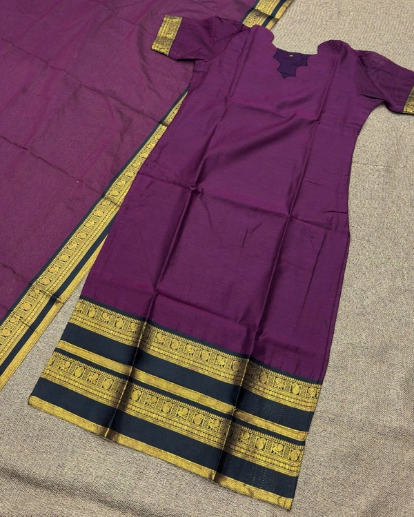 Trendy Elegance in Kanchi Cotton Kurti Sets - 2XL, 2nd Maroon
