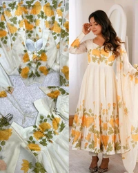 Launching this timeless and classic floral printed organza anarkali suit set for the upcoming festivities and wedding season
- 2XL