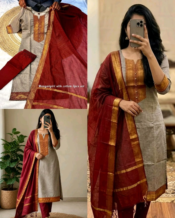 Launching 3piece set ethinicwear outfit🥰 - 2XL, Maroon