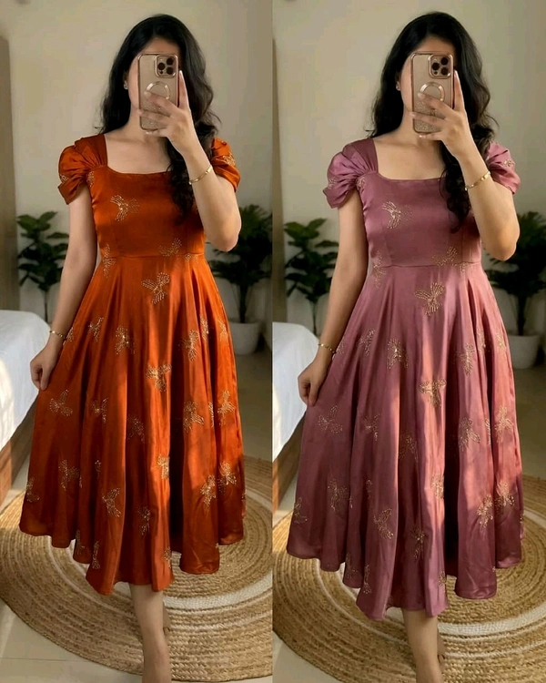 This outfit made Premium rangoli silk fabric with beautiful “sparrow” beads aari work all over the maxi gown
- S, Turkish Rose