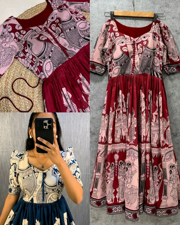 Launching summer friendly kalamkari frocks - S, Blue