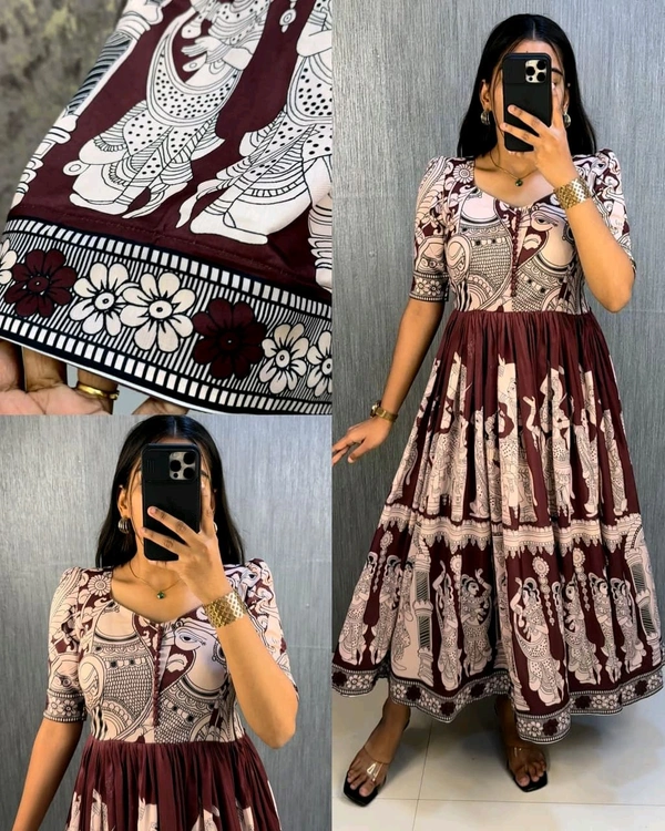 Launching summer friendly kalamkari frocks - 5XL, Wine Berry