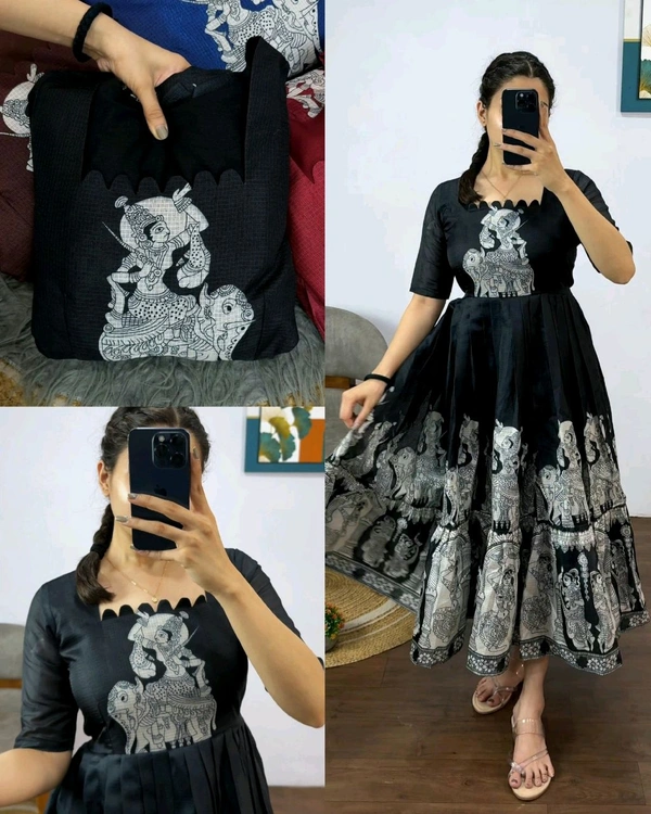 Kalamkari khalahasti kota maxi - S, Coffee