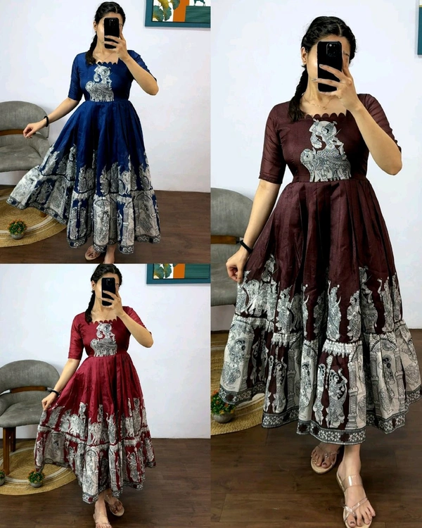 Kalamkari khalahasti kota maxi - S, Maroon