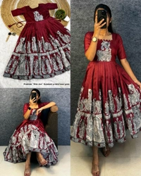 Kalamkari khalahasti kota maxi - S, Coffee