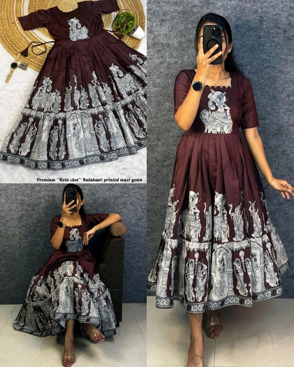 Kalamkari khalahasti kota maxi - L, Coffee
