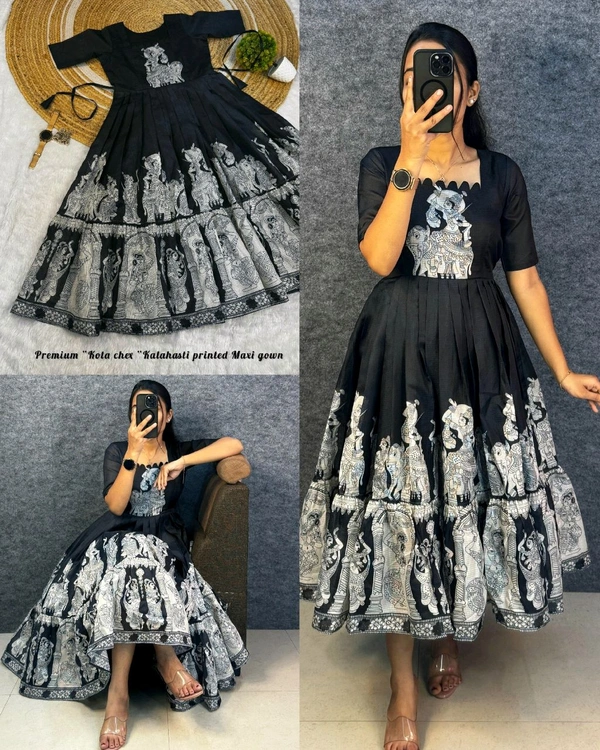 Kalamkari khalahasti kota maxi - L, Coffee