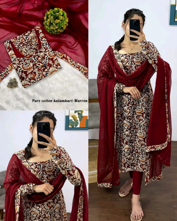 This full-length kurti traditional artistry with modern elegance summer outfit - S, Maroon