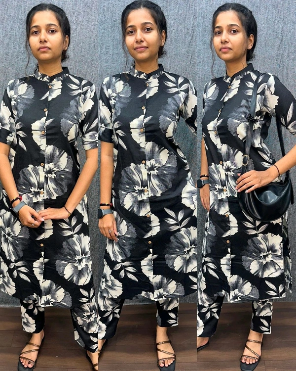 Trendy daily college & office wear Cotton Co-ord Set outfit relaxed & comfort fit - M, Black