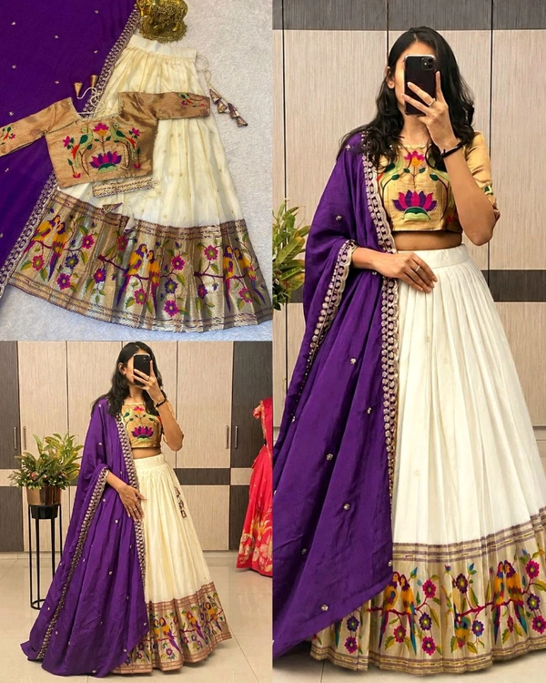 Premium Paithani Lehenga Collection - L, White