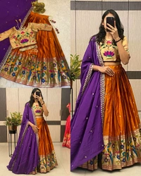 Premium Paithani Lehenga Collection - XL, Buddha Gold