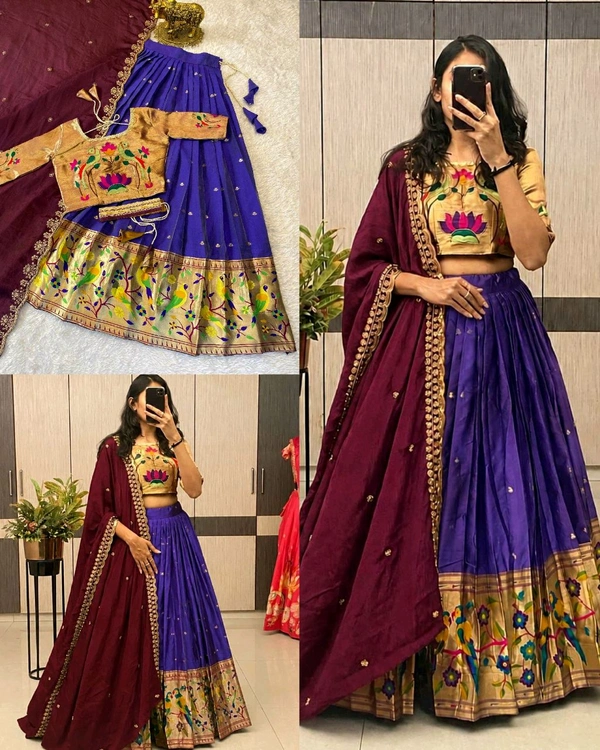 Premium Paithani Lehenga Collection - XL, Pigment Indigo