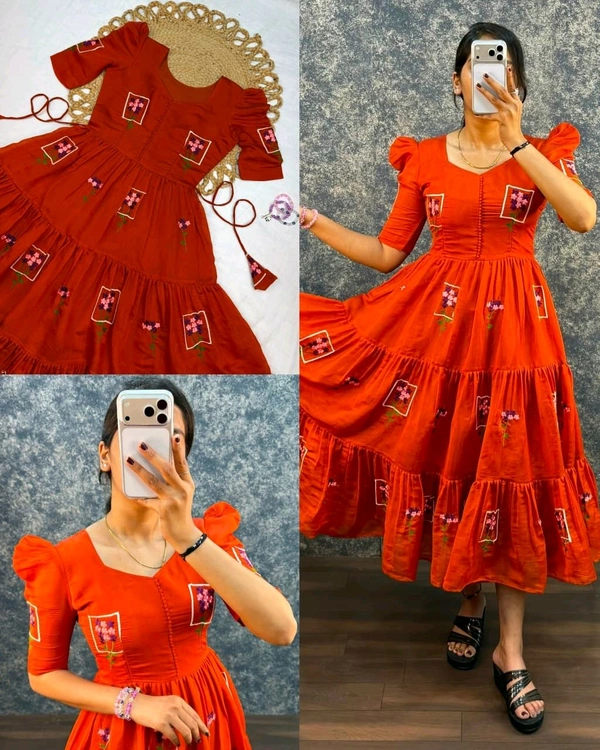 Trendy SUMMER SEASON SOUTH MAL COTTON Frocks - S, Grenadier