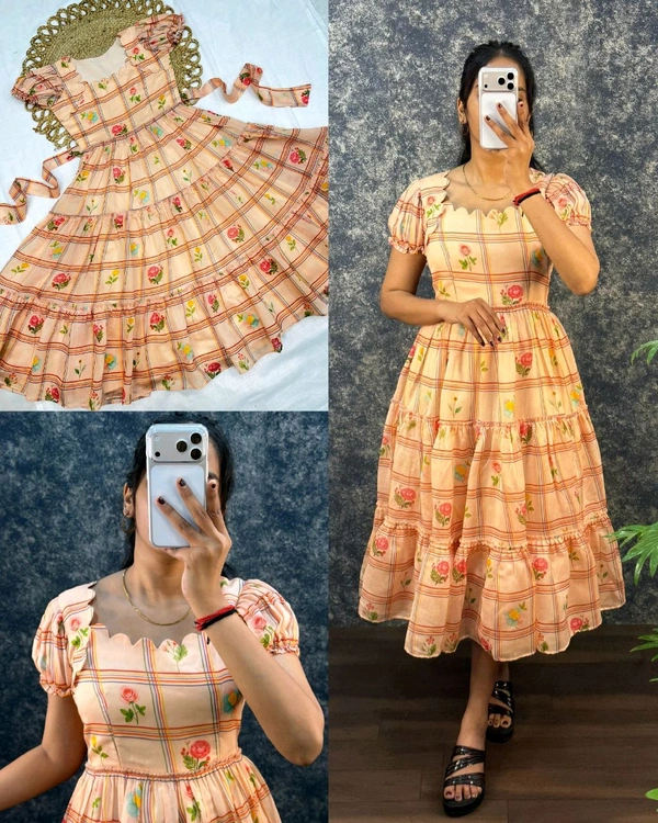 Trendy SUMMER SEASON SOUTH MAL COTTON Frocks - M, Peach