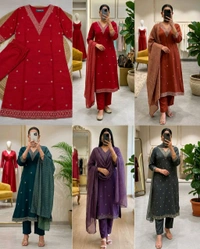 Trendy Stylish Party Wear Full Set - 3XL, Cola