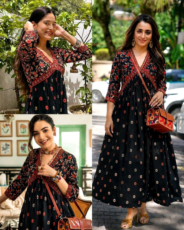 Trendy Stylish Beautiful Printed Anarkali Kurti for Women's Ethnic Wear Festive Fancy Wear Party Wear Gown
- L, Green