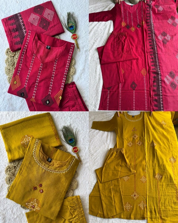 Trendy Office / College Wear 3 Peice Kurta Set - 2XL, Yellow