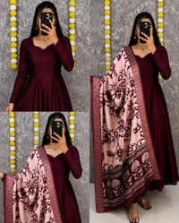 Launching beautiful plain vichithra anarkali with trending kalamkari dupata 😍 - L, Blue