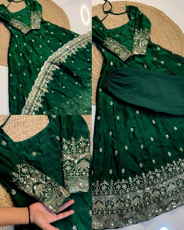 NEW Launching Designer Party Wear Look Collection - M, Green