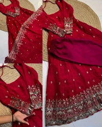 NEW Launching Designer Party Wear Look Collection - L, Maroon