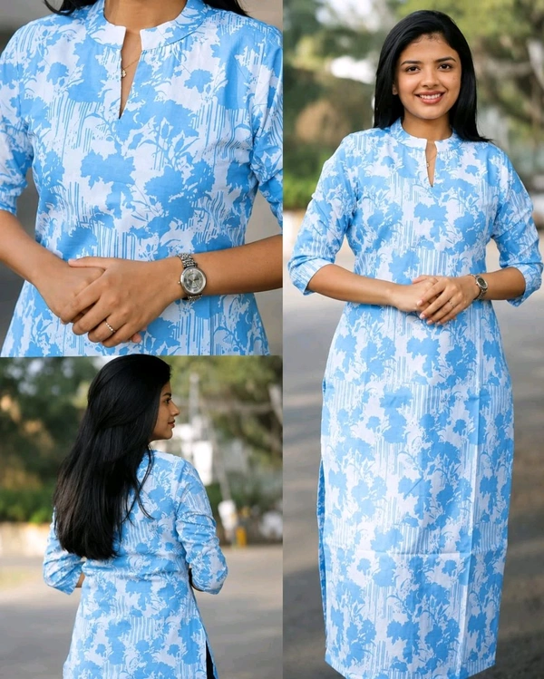 Elegant Daily Wear Kurti - S, Sky Blue