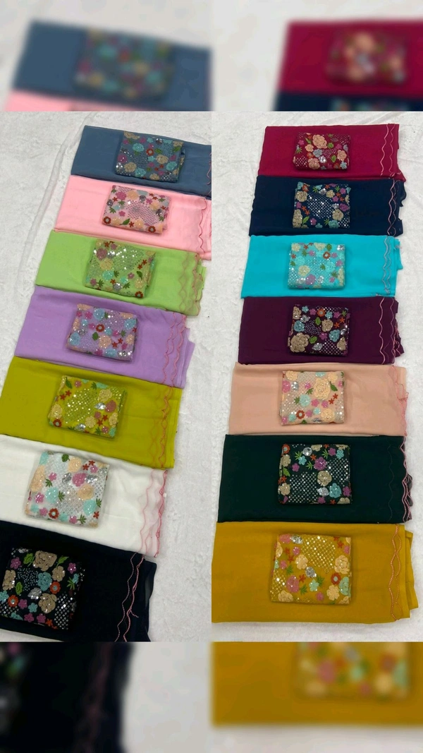 Stay beautiful Plain Saree With fully siquance work designer blouse - purple, Free Size